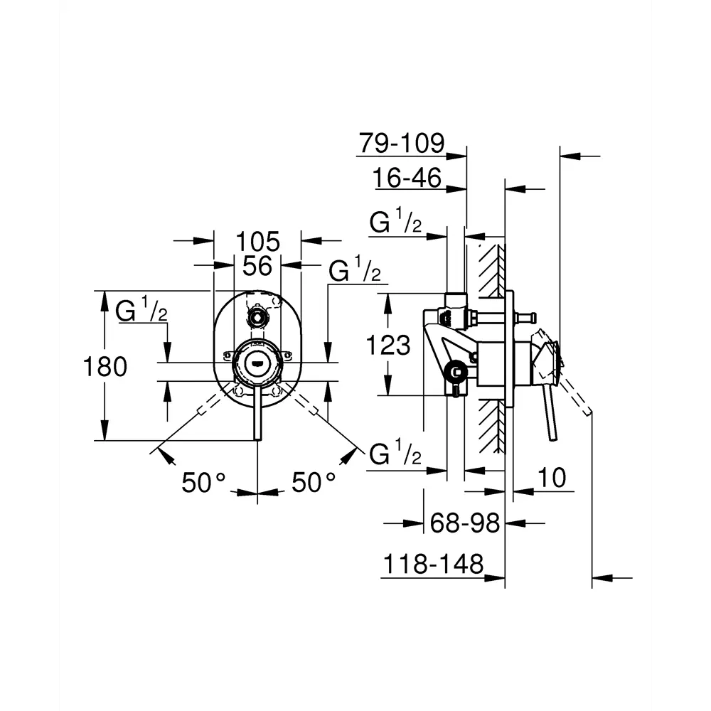 Смеситель для ванны встраиваемый Grohe Bauclassic 29047000 18677642 STLM-2000074 Bau Classic - Вид №6
