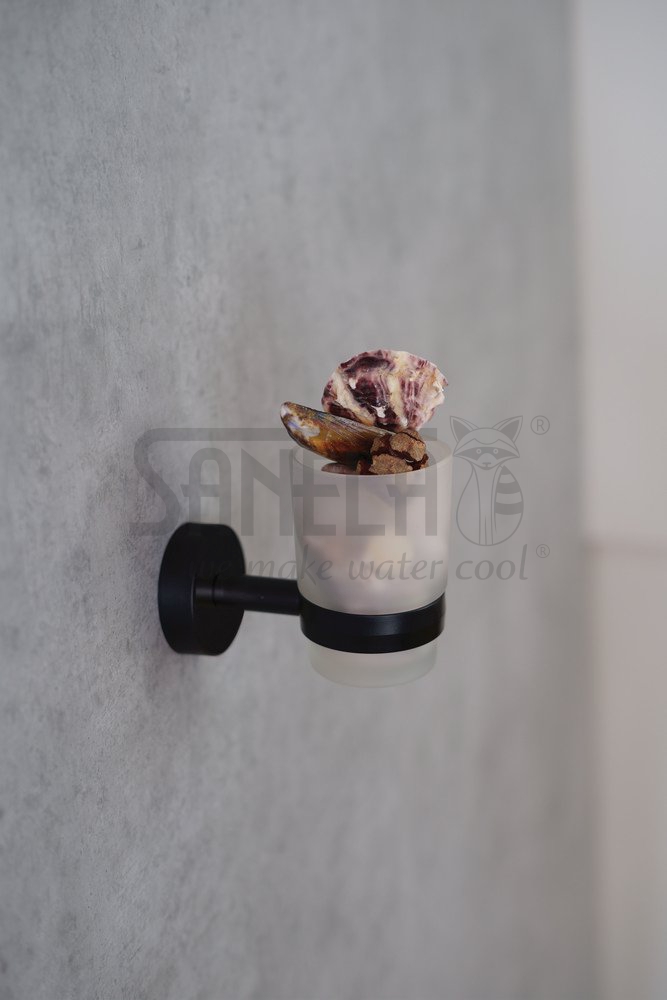 62121 Нержавеющий держатель со стаканом, черная матовая поверхность SANELA  - Вид №1