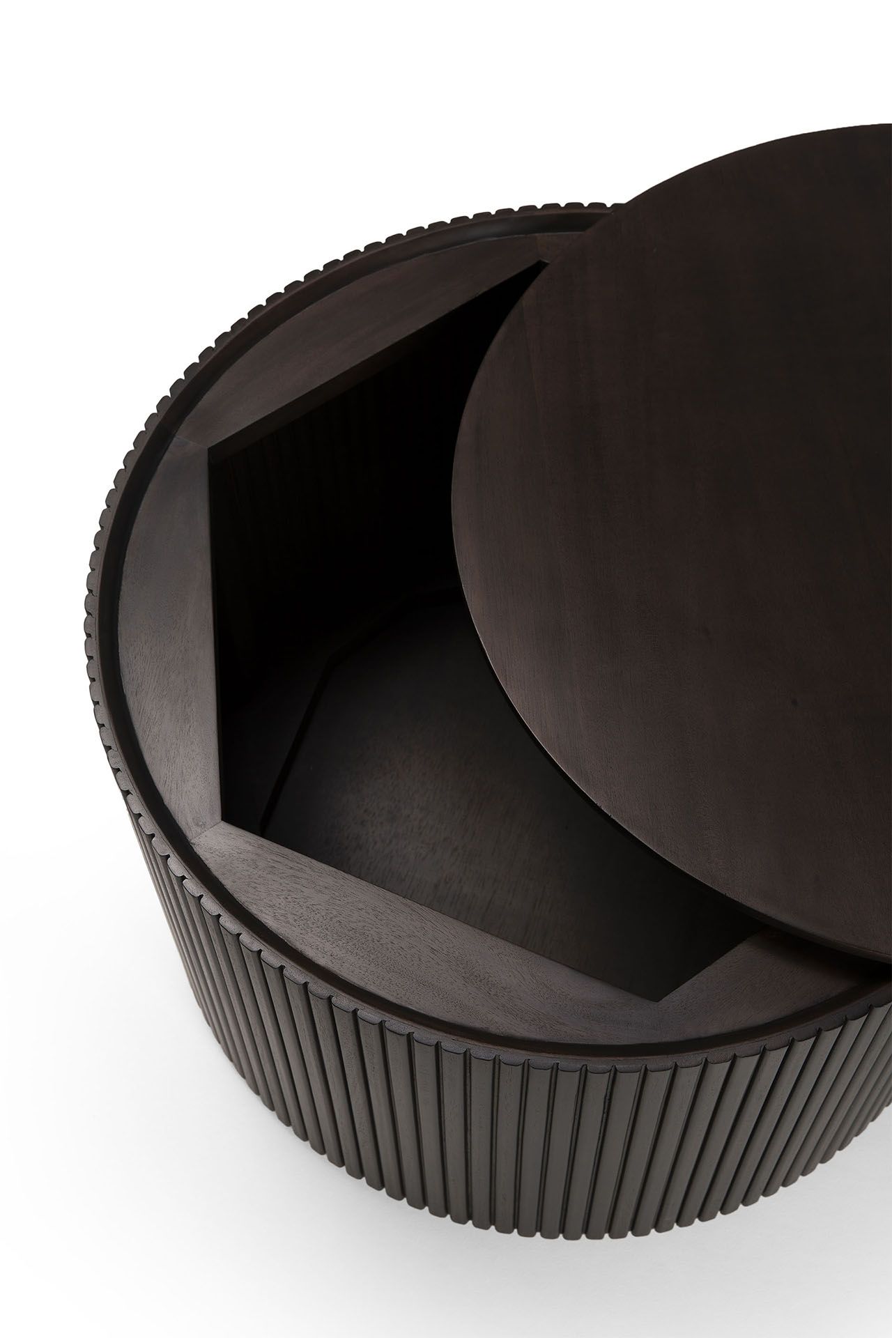 Высокий круглый журнальный столик из красного дерева с отсеком для хранения Ethnicraft Roller Max ARCH-00076993 - Вид №6