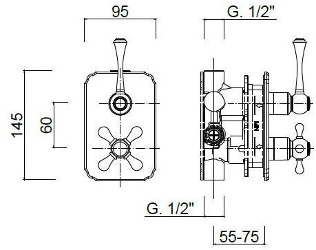 Rubinetteria Giulini Термостатический смеситель для душа на 2 отверстия с тарелкой Londra 8282-ln - Вид №1