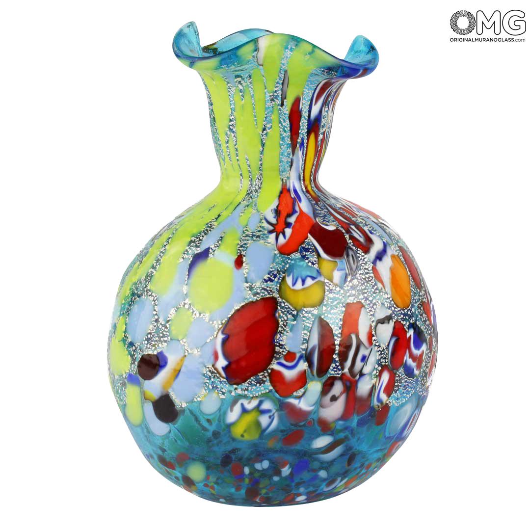3462 ORIGINALMURANOGLASS Ваза Синий Ландыш - муранское стекло Original Murano Glass OMG 10 см  - Вид №1
