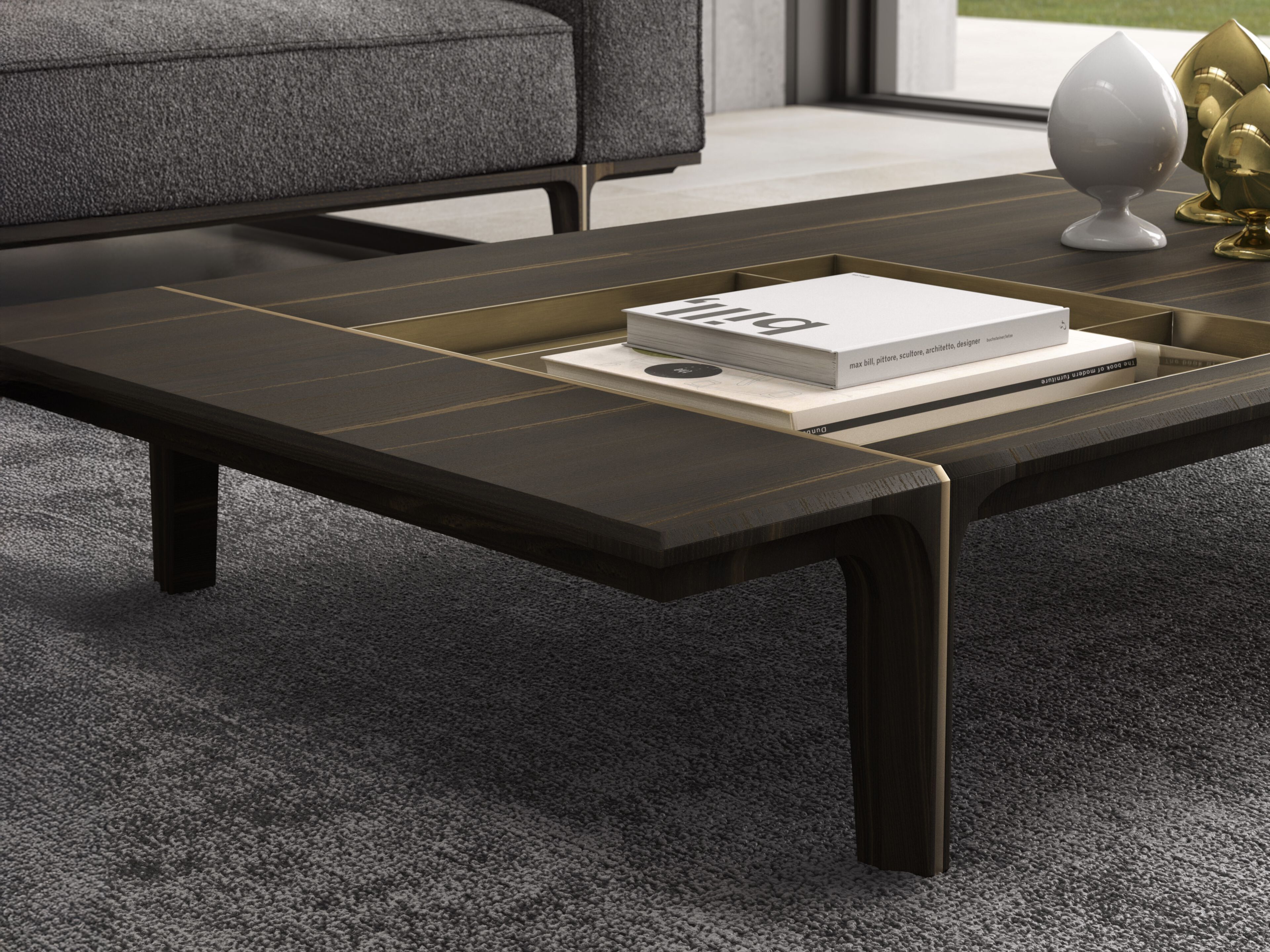 Деревянный низкий прямоугольный журнальный столик с отсеком для хранения Natuzzi Italia кендо ARCH-00047815 - Вид №5