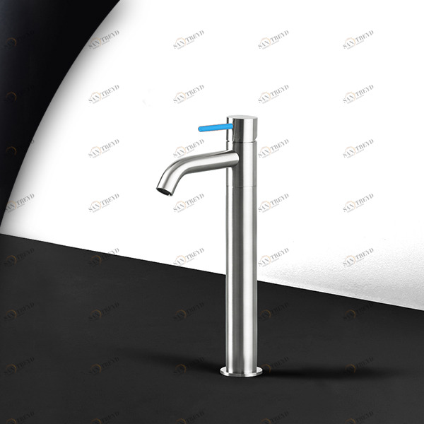 Смеситель для раковины сталь матовая с синей ручкой Toki Radomonte TKS3SCIL16