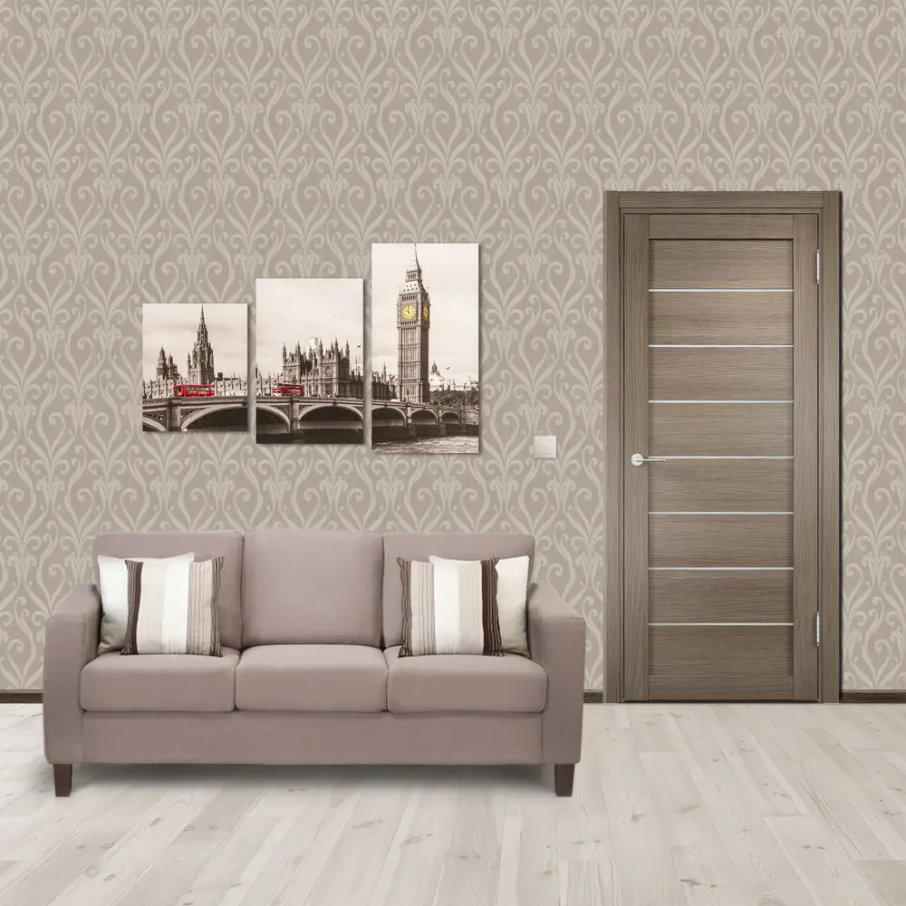 Полотно дверное глухое Мюнхен 80x200 см ламинация цвет дымчатый дуб 3D VERDA STLM-2191489 - Вид №2