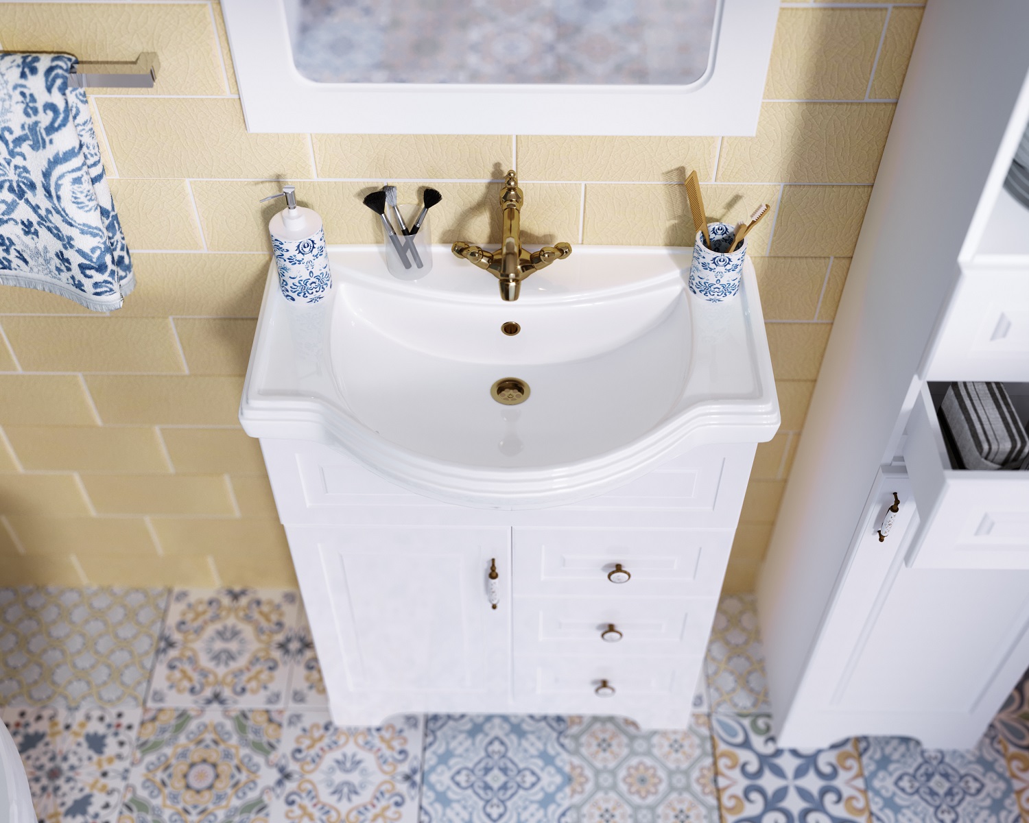 У94488 Тумба Прованс New 65Н 3в.я. 1д. Белый глянец 1 Marka Прованс - Вид №3