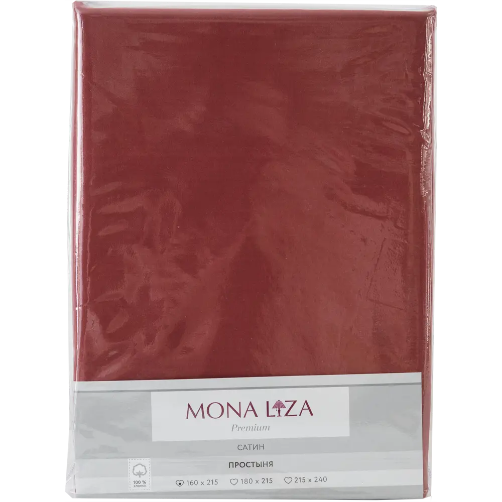 Простыня полутороспальная Mona Liza Premium, 215x160 см, сатин, цвет кирпичный 82493875 STLM-2157059 Santreyd  - Вид №2