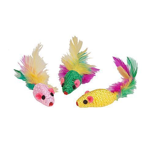 ПР0025846 Игрушка для кошек Набор Мышки с пером 3шт CHOMPER 