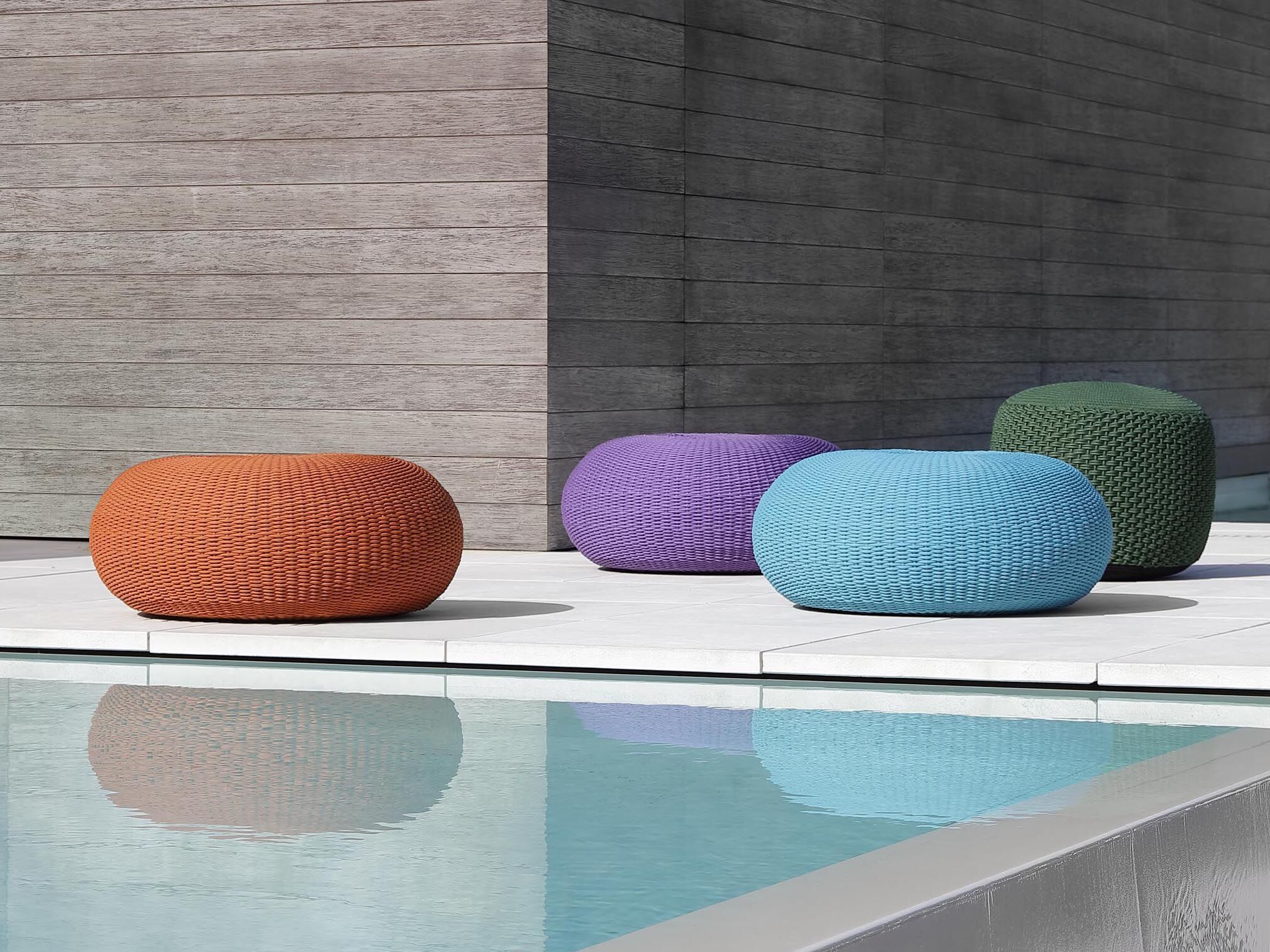 Плетеный алюминиевый круглый садовый пуф Nodo Italia ROUND DONUT ARCH-00124646 - Вид №10