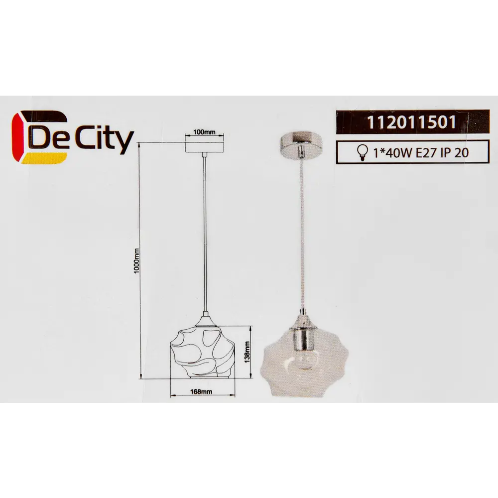 Светильник подвесной De City Соло 40 Вт E27 220 В черный/золотистый STLM-2005341 - Вид №10