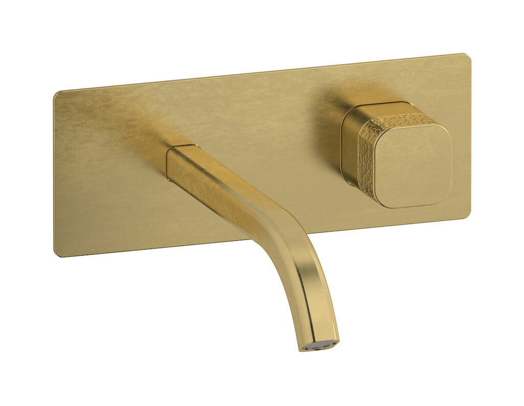 Настенный смеситель для раковины прогрессивный на 2 отверстия в комплекте с донным клапаном. WE ARE IB eo206on_2 Natural Brass Elio