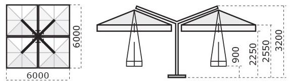 Scolaro Parasol Множественный квадратный зонтик с подсветкой Alu sun-id-1458803 - Вид №8