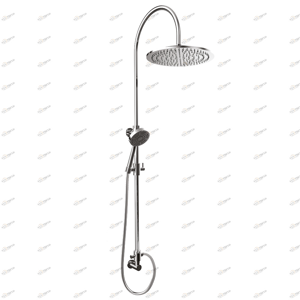 Graffio Настенная душевая стойка из латуни, стальная круглая лейка GIPZY Ø 300 мм, одноструйный душ ACTIVA из ABS, шланг ULTRAFLEX 175 см. <br /> Также доступен с внешним подключением (CT101-01). </p> CT101 