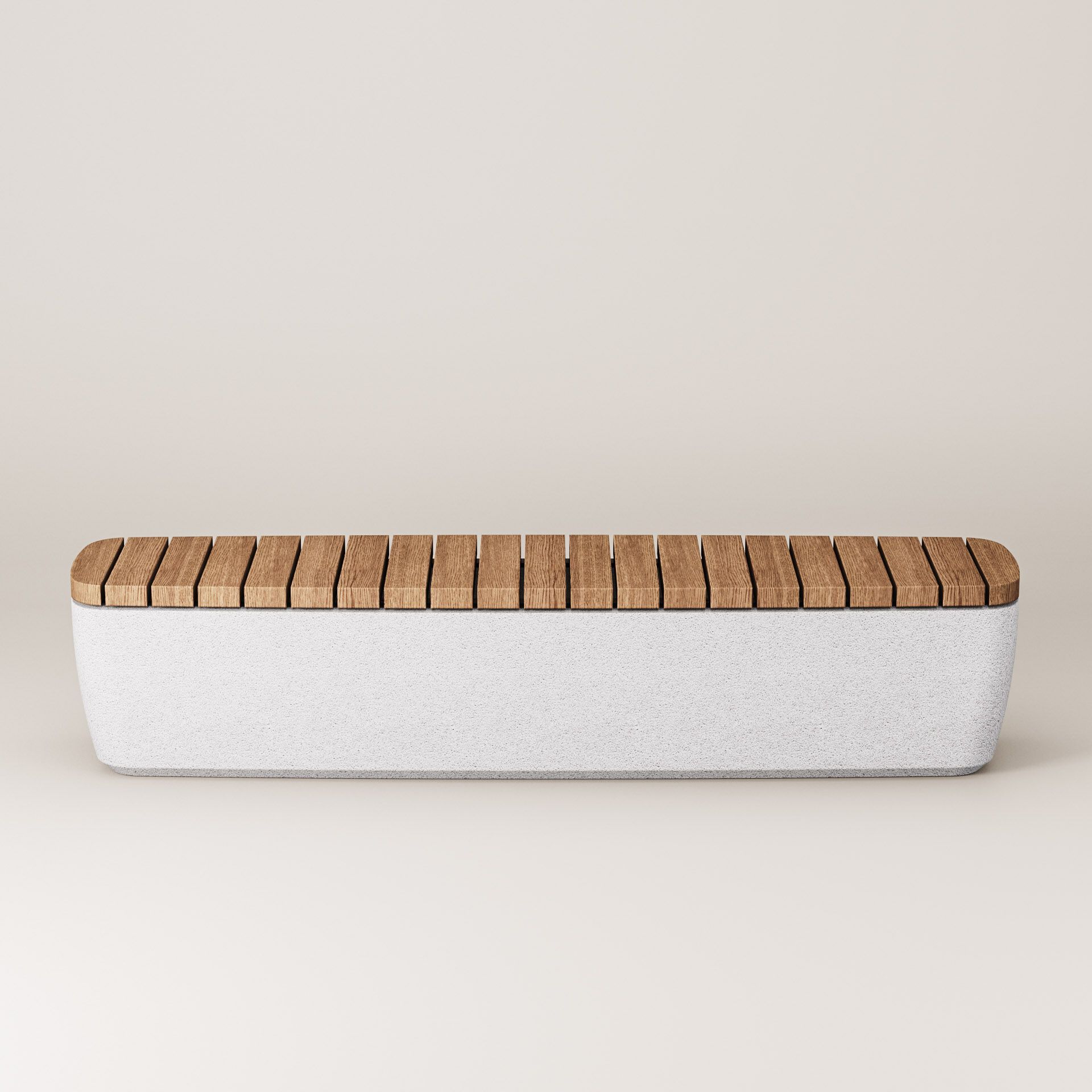 Скамейка из бетона и красного дерева без спинки Kremen ARCH-00031731 - Вид №19