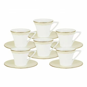 Кофейный набор фарфоровый бело-золотой "Бриз Голд" NARUMI БРИЗ ГОЛД 00-3946921 Белый;золото