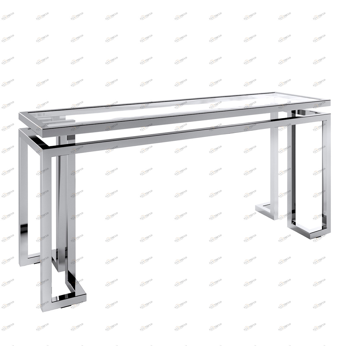 Консоль металлическая со стеклянной столешницей 76х160 см прозрачная Florian DELIGHT COLLECTION  00-3883297 Прозрачный;хром 