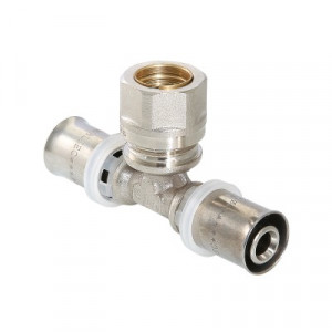 VTm.233.I.201516 Пресс-фитинг – тройник с переходом на обжимное соединение Valtec 20 x 15 x 16 мм