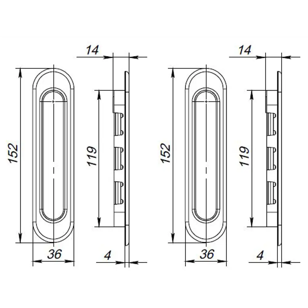 Ручки д/раздвиж. дв. Soft LINE SL-010 SN PUNTO STLM-2197020 - Вид №3