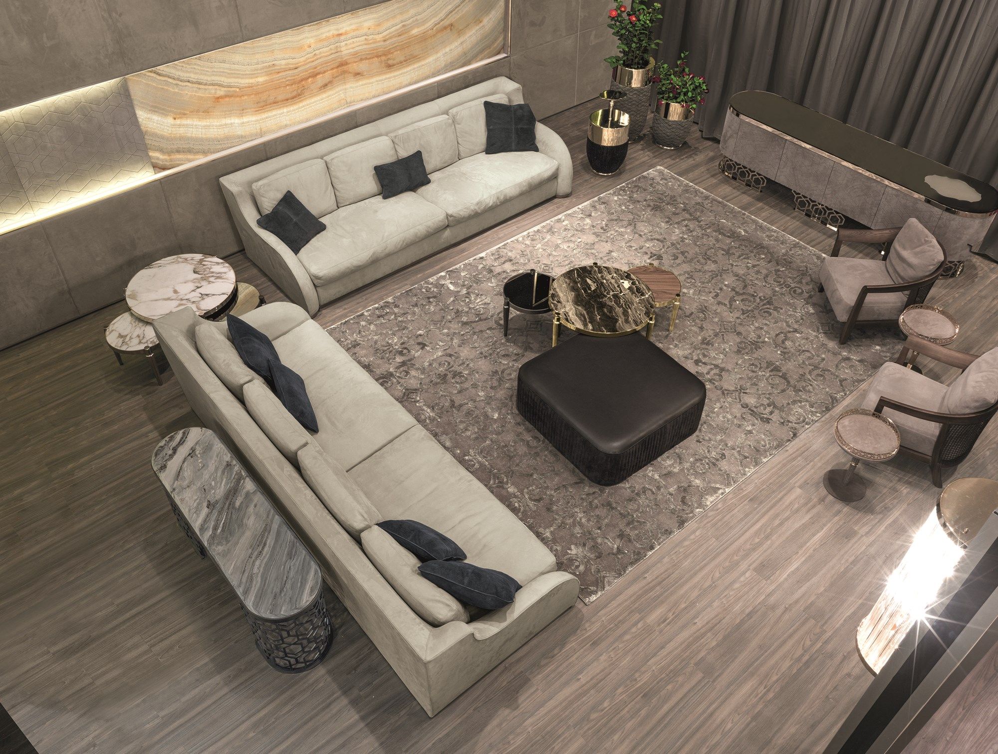 Кожаный квадратный пуф Longhi Loveluxe ARCH-00056094 - Вид №2