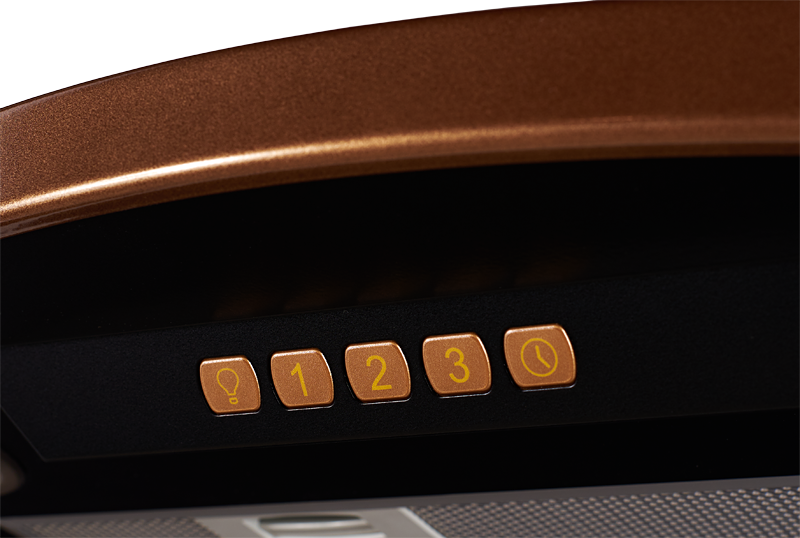 BONA 60 B Bronze Настенная вытяжка, ширина 60 см, отвод/рециркуляция, 650 м3/час, электронное управление, 3 скорости, галогеновое освещение 2х20 вт, анодированные алюминиевые жироулавливающие фильтры, угольный фильтр с6с (опция), 42 дб, цвет чёрный, отдел Santreyd  - Вид №2