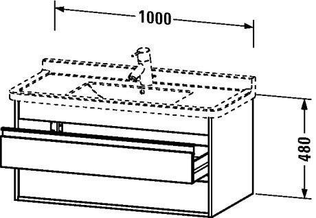 KT664504343 Тумбочка подвесная Ketho #KT6645 1000 x 455 мм Базальт матовый, декор Duravit - Вид №1