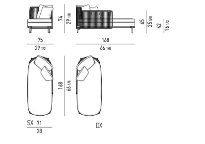 Открытый спальный мешок с мягкой тканью Minotti Tape Cord Outdoor ARCH-00052853 - Вид №6