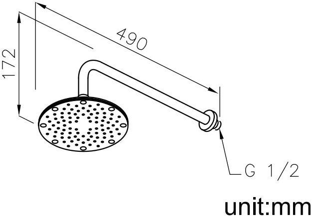 JUSTIME Настенная лейка душа из хромированной латуни Still one 6771-ab-80cp - Вид №1