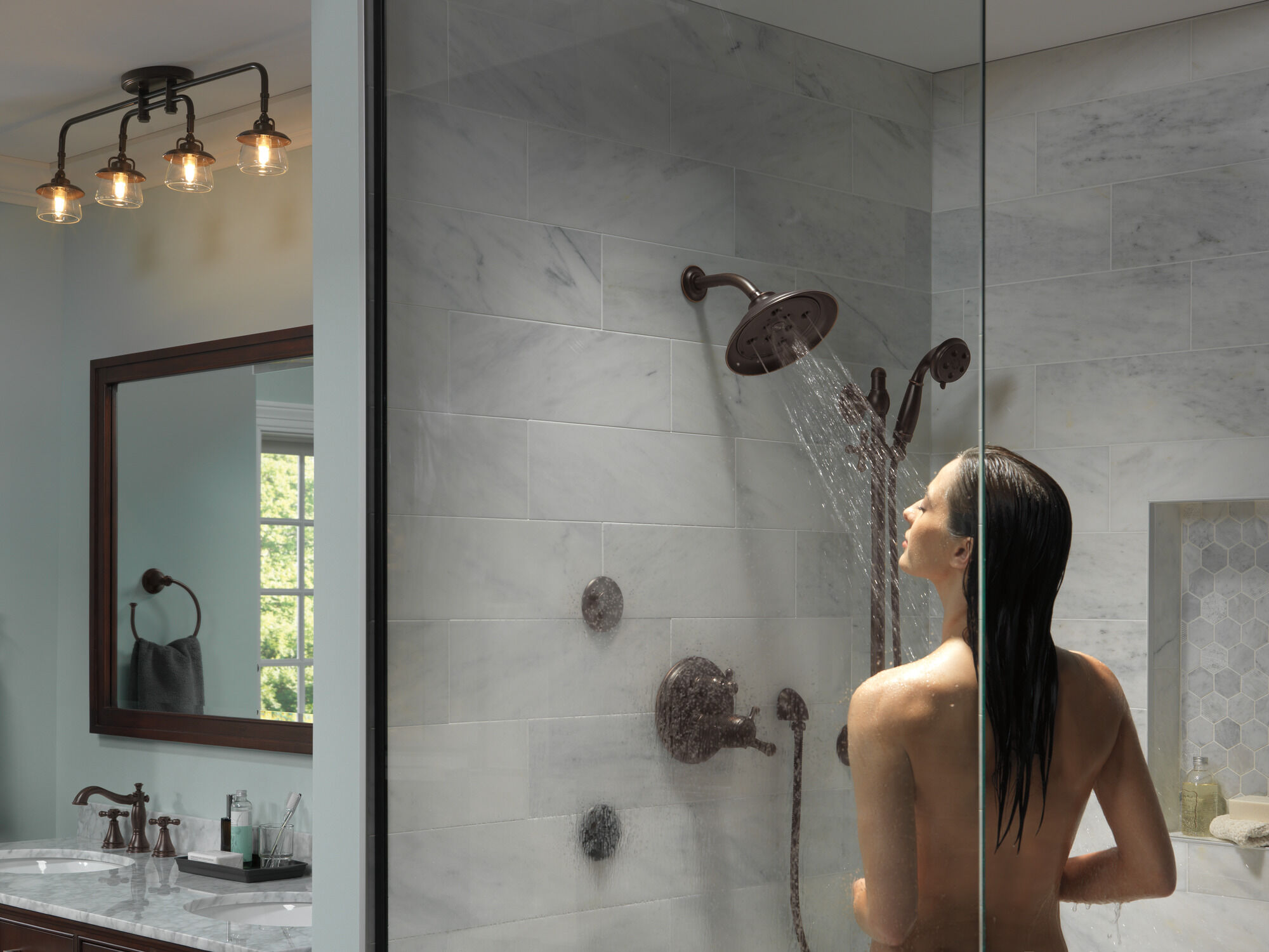 Традиционный трим клапана TempAssure® серии 17T с двумя рукоятками и встроенным дивертором с тремя положениями Delta Faucet T27T897-SS - Вид №30