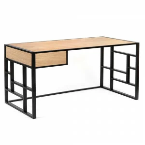 Письменный стол с ящиком деревянный, светлый дуб Millenium lite 2 black INTELLIGENT DESIGN ПИСЬМЕННЫЕ СТОЛЫ MILLENIUM 260937 Дуб