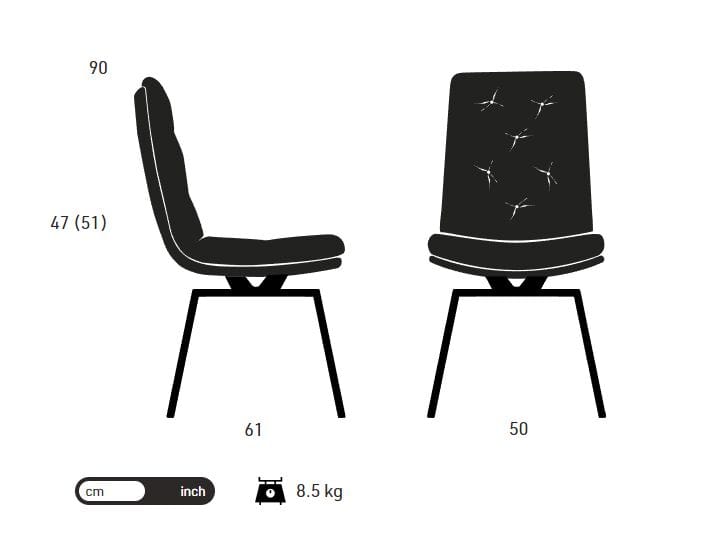 Мягкий стул с крестообразной рамой KFF Arva Stitch ARCH-00010859