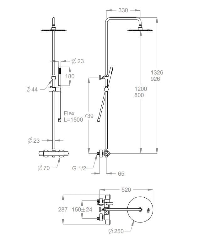 Термостатическая настенная душевая колонна с ручным душем Fir Italia душевые колонны ARCH-00073811 - Вид №2