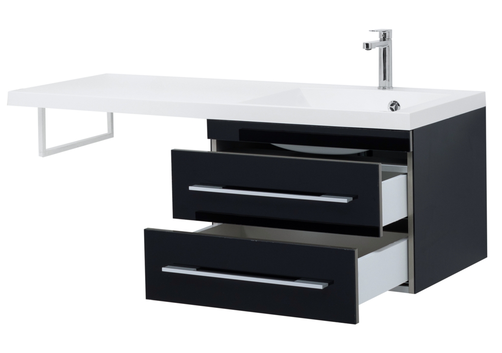 Тумба с раковиной Aquanet Верона 120 R черный (подвесная, 2 ящика) 0018017500239568 - Вид №3