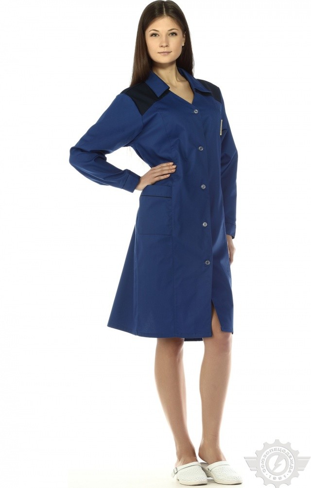 65717 Халат "Мастерица" женский василек с темно-синим  Одежда для обслуживающего персонала  размер 44-46/158-164 Спецодежда  - Вид №6