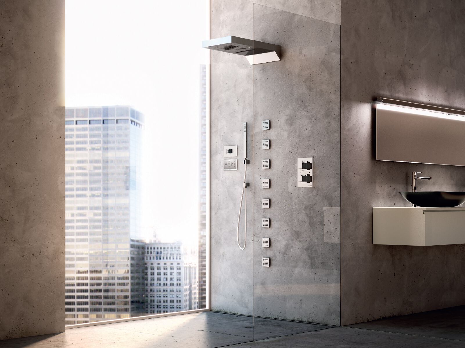 Прямоугольная душевая головка из нержавеющей стали с хромотерапией Aquademy EASY SPA ARCH-00045487