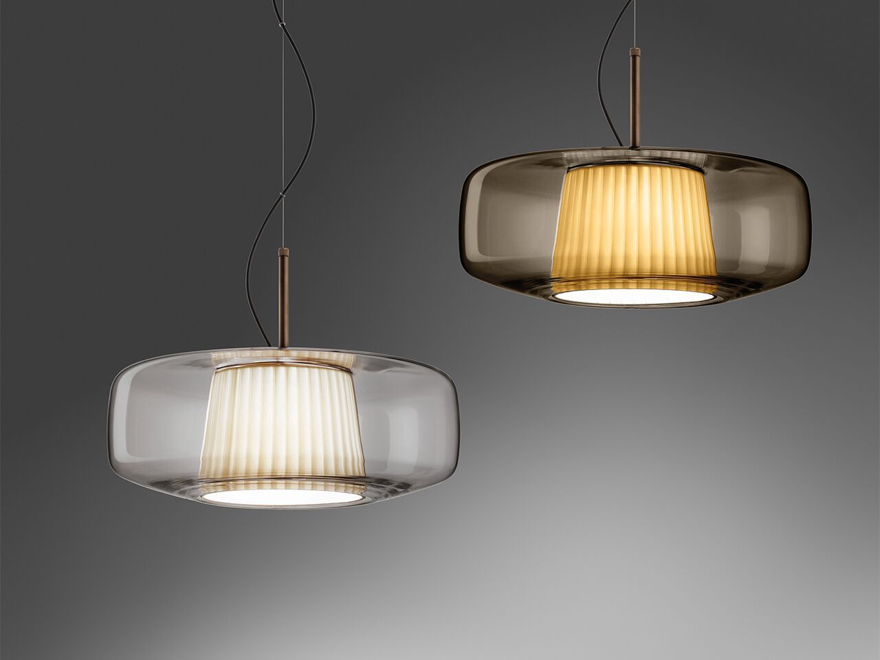 Выдувное стекло светодиодный подвесной светильник Vetreria Vistosi плиссе ARCH-00065405 - Вид №1