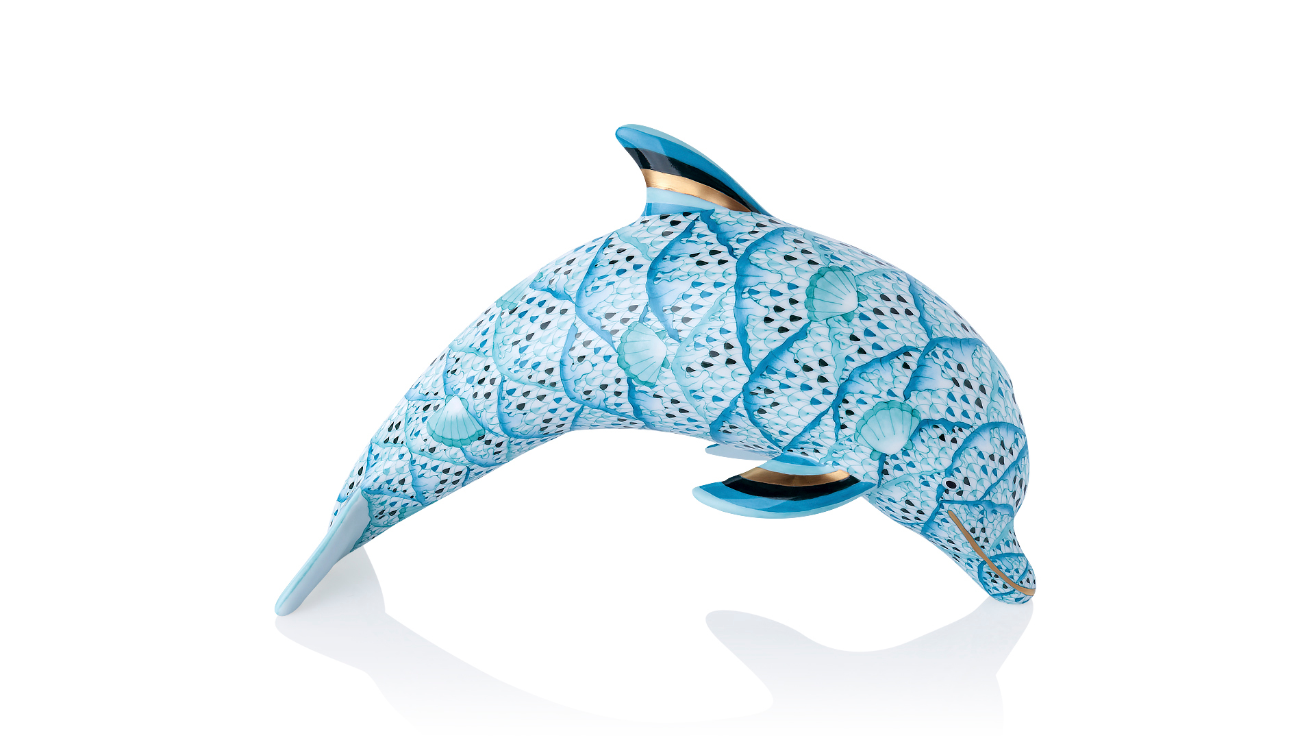 10615676 Herend Фигурка 18см "Дельфин, большой" (лим.вып. 150шт) Фарфор  - Вид №1