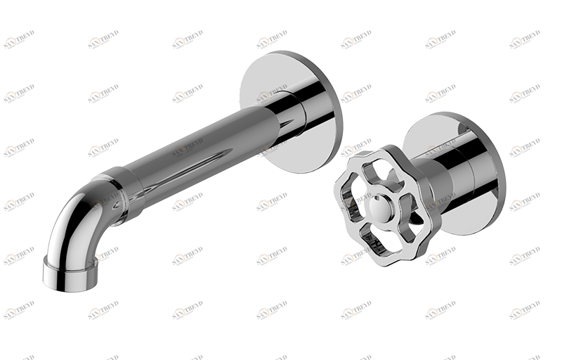 E-11335-C18-T Настенный прогрессивный смеситель скрытого монтажа для раковины - излив 19см-Внешние элементы GRAFF Золото 24K;Шлифованное золото 24K;Золото Шлифованное 24К/Архитектурная Черная;Матовая латунь PVD;черный_Architectural Black™;Крацованный нике Vintage
