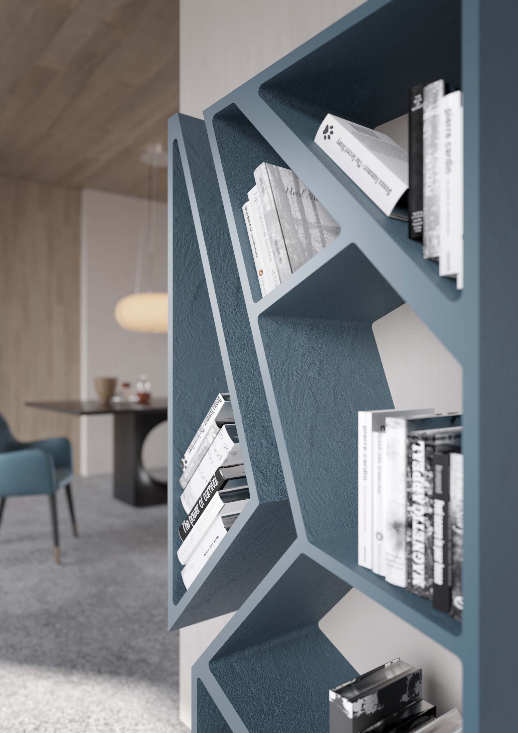 Двухсторонний книжный шкаф из лакированного бетона Voltan 555 ARCH-00037295 - Вид №1