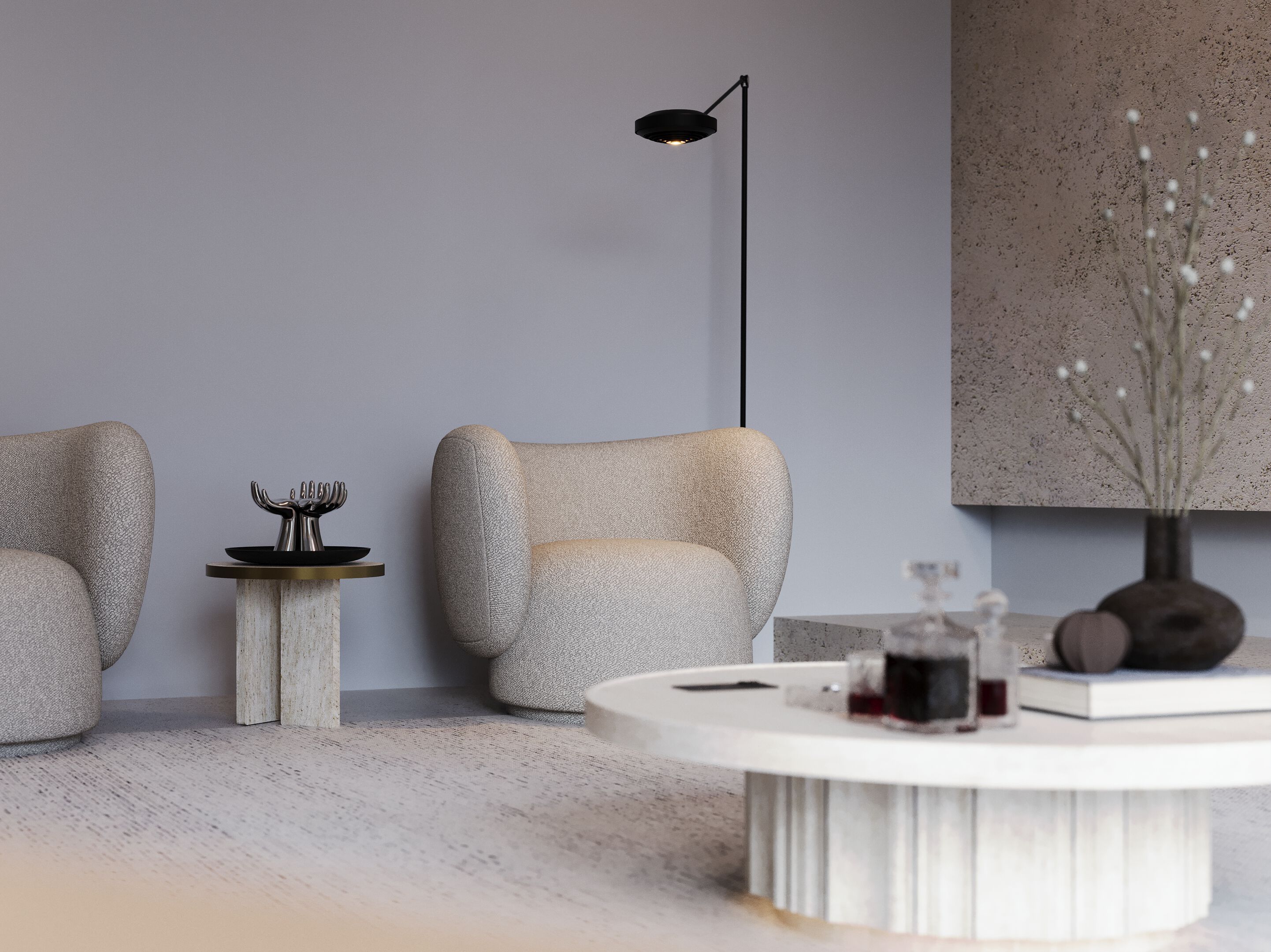 Травертин круглый низкий журнальный столик Davani Purity ARCH-00088427 - Вид №8