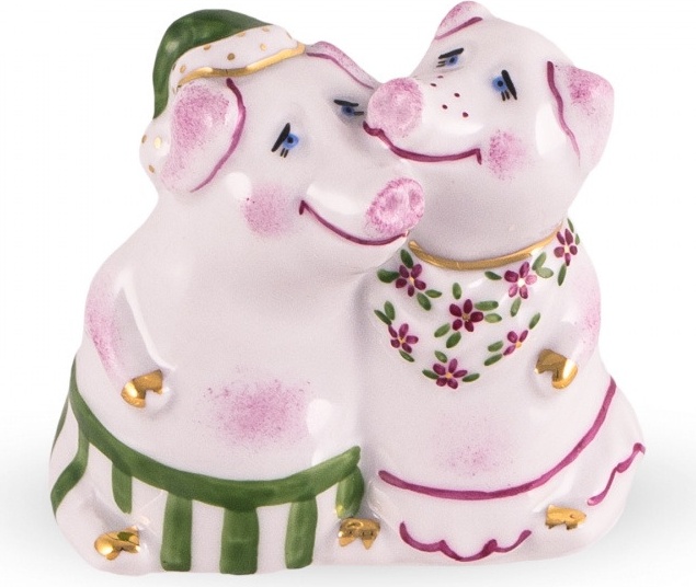 10631304 Дулевский фарфор Скульптура "Влюблённые свинки" Фарфор 