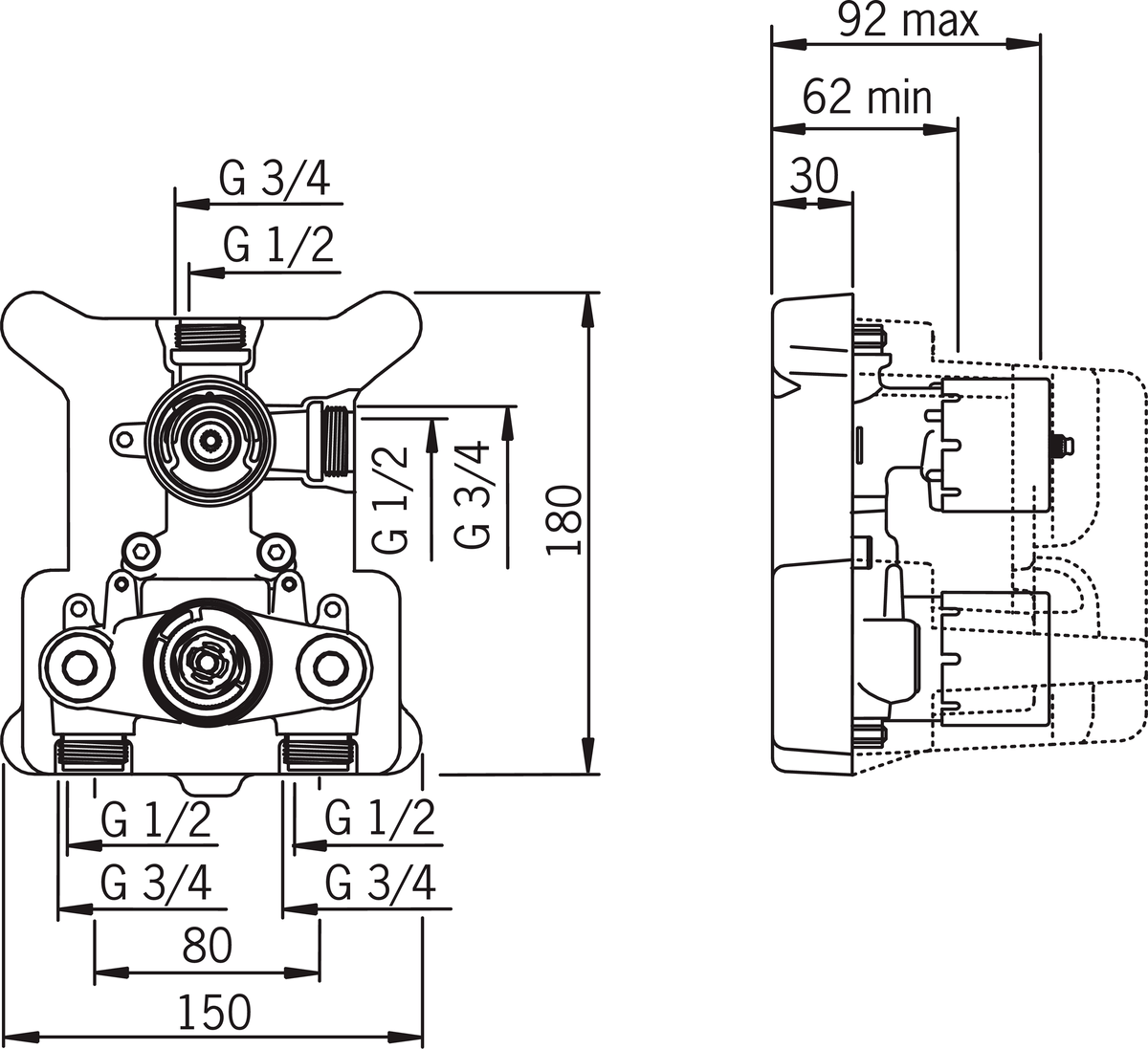 Oras 7138 Корпус смесителя для ванны и душа 7138  - Вид №1