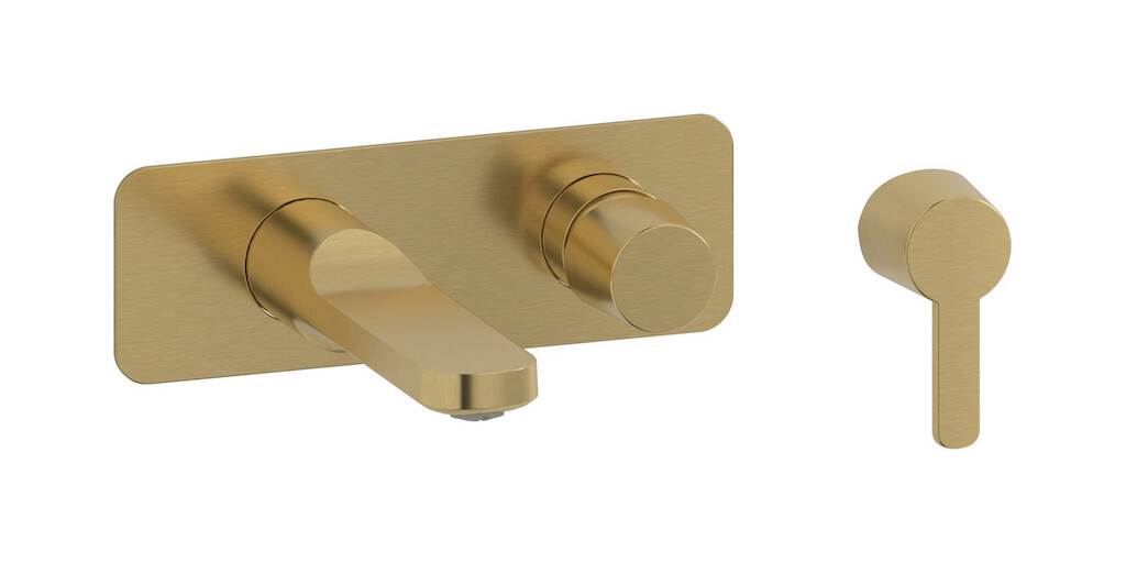 Встроенный в стену смеситель для раковины на 2 отверстия в комплекте с донным клапаном WE ARE IB aa323ss_22 Brushed Gold TAAAC