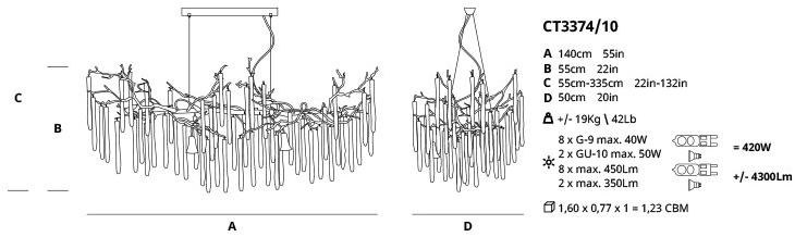 Serip Подвесной светильник из бронзы ручной работы Glamour Ct3374/10 - Вид №1