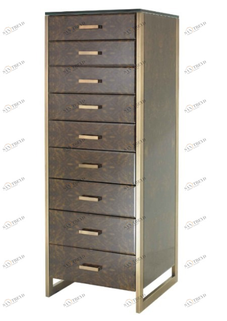 Комод высокий с 9 ящиками коричневый Eman Tall Boy от RVAstley RVASTLEY ДИЗАЙНЕРСКИЕ, PUSHA 060914 Коричневый;орех 