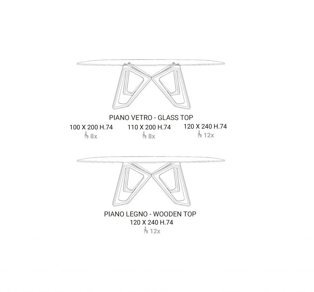 Ozzio Italia Овальный стол из дерева и стекла  T253  - Вид №3