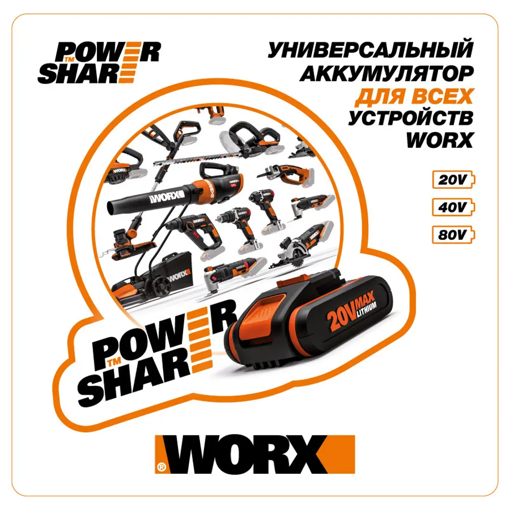 Воздуходувка аккумуляторная Worx WG584E, 40 В (АКБ и ЗУ в комплекте) STLM-2022567 - Вид №15