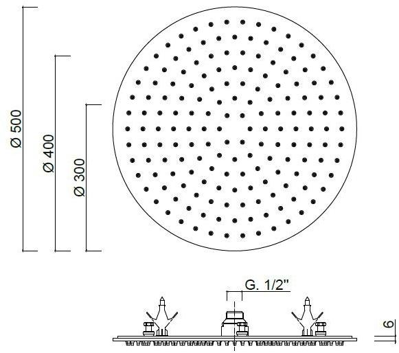 Rubinetteria Giulini Встроенная лейка дождевого душа в потолок Surf F1726 - Вид №1