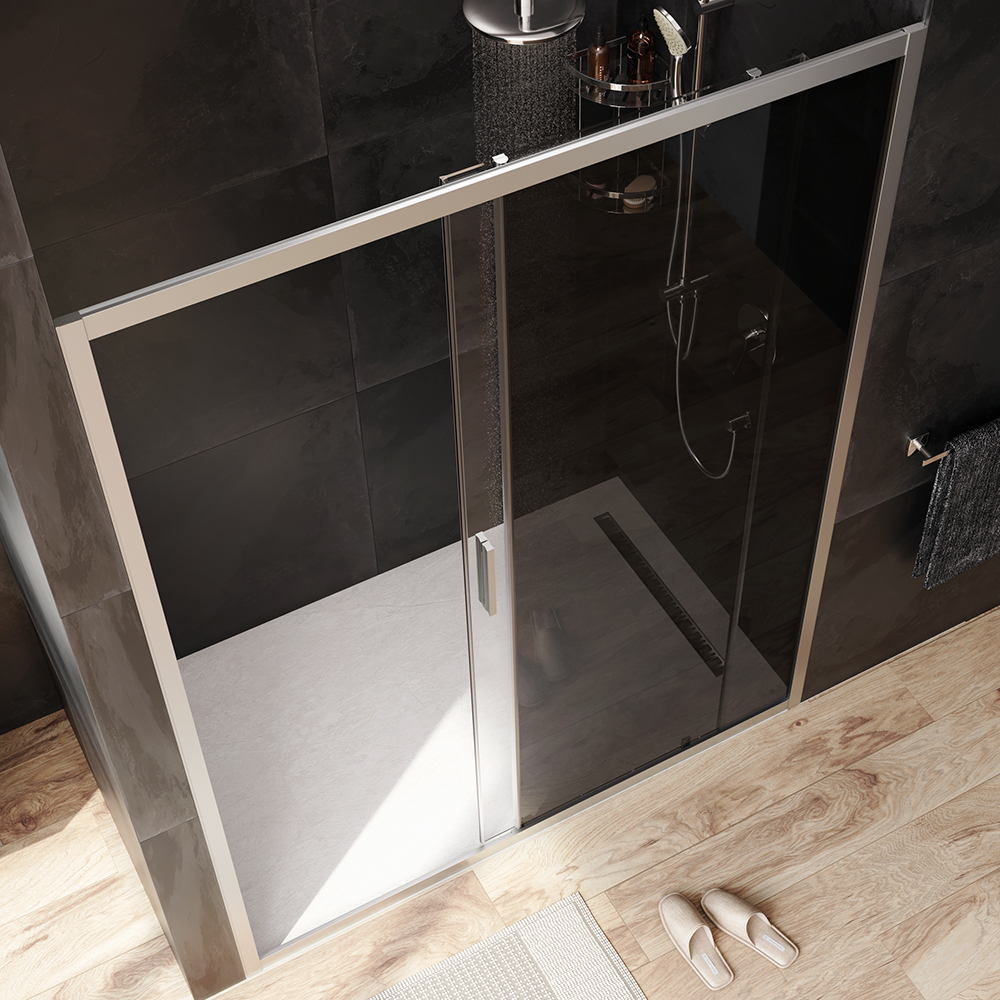 W90G-150-1-195MG Solo Дверь душевая 150х195 стекло тонированное профиль матовый хром AM.PM Gem - Вид №1