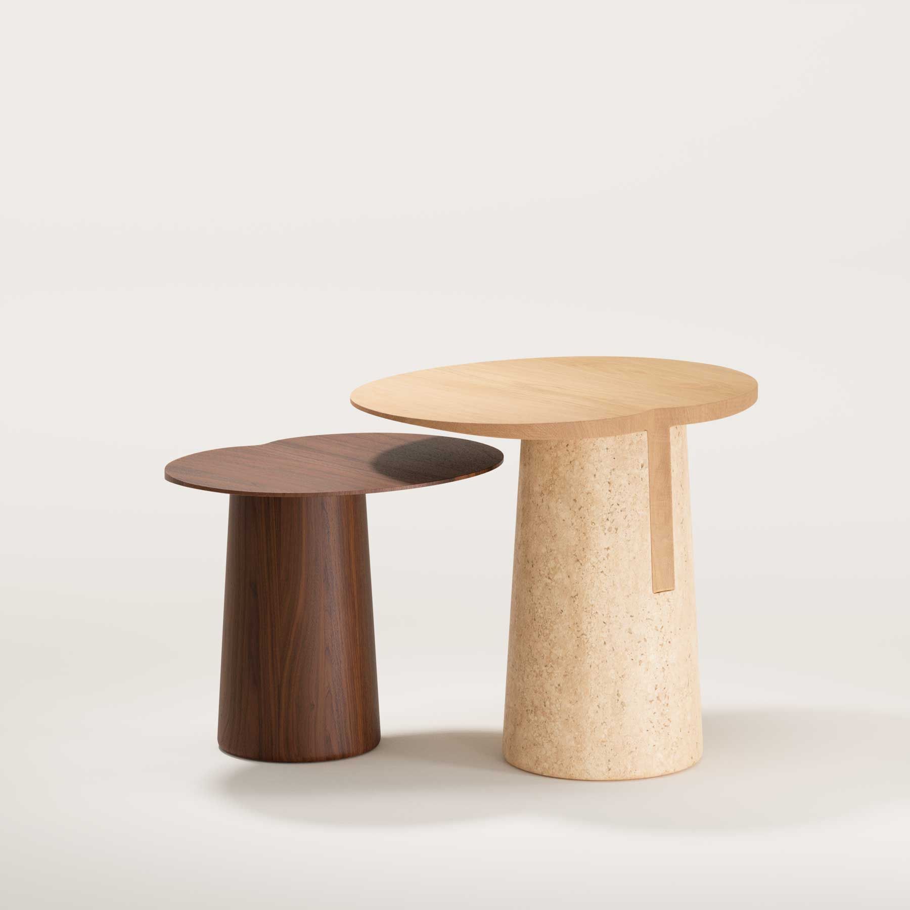 Высокий овальный журнальный столик из дерева и травертина Wewood Anchor ARCH-00147099 - Вид №3