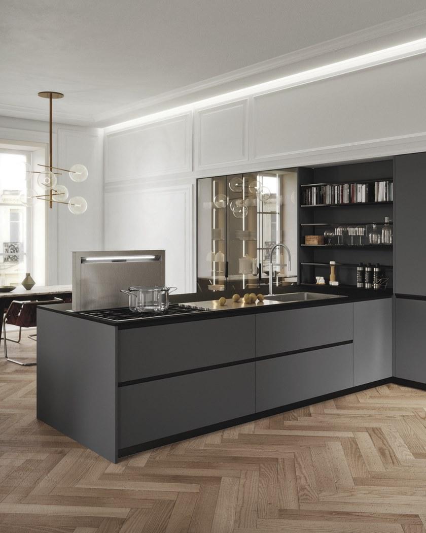 Alta Cucine Кухня из лакированного дерева и стекла с полуостровом Sistema 22 sun-id-1400862 - Вид №4