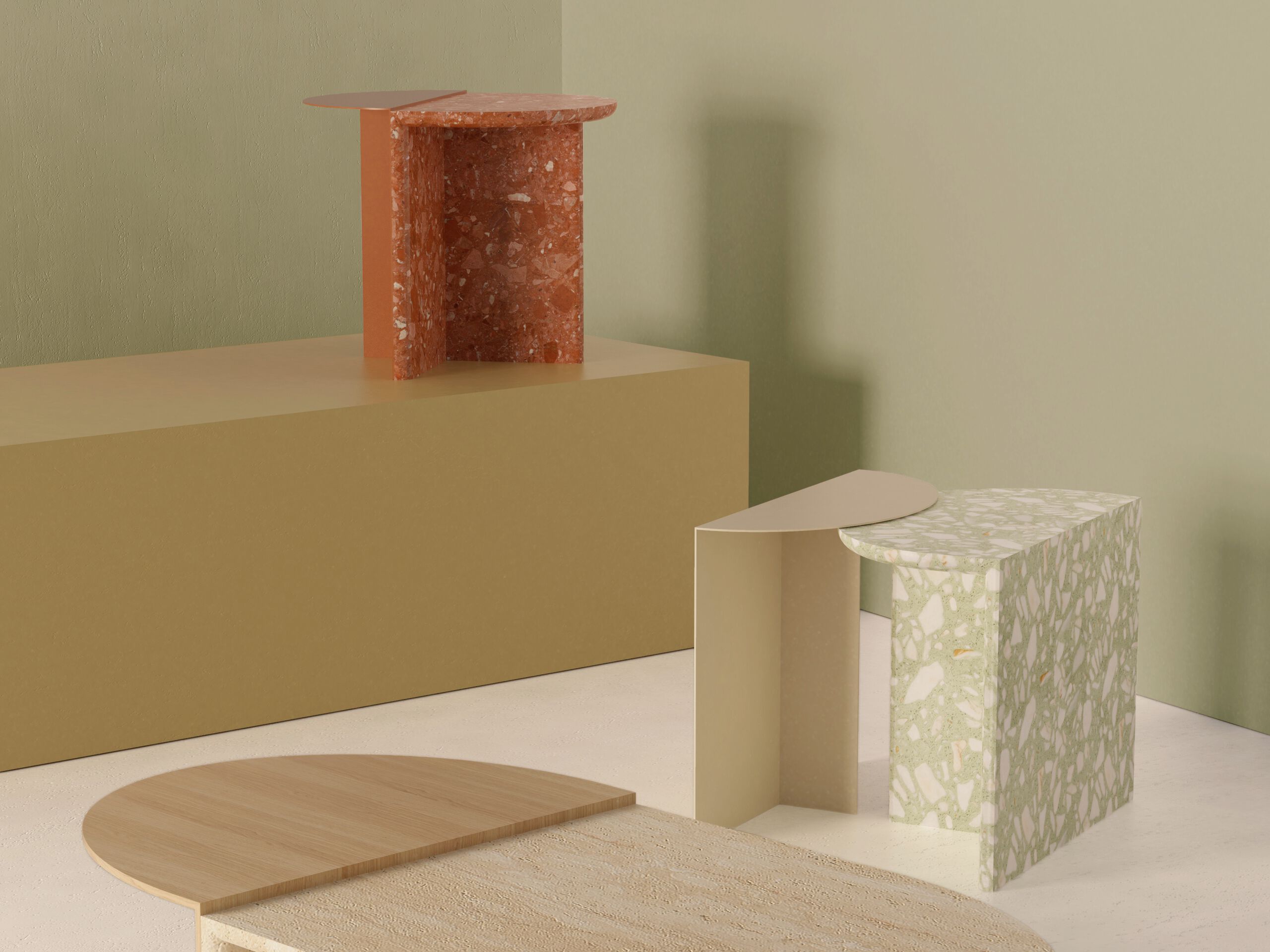 Травертин круглый журнальный столик Mambo Unlimited Ideas DUPLEX ARCH-00125378 - Вид №7